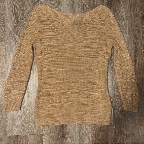Ralph Lauren Gold Linen-Cotton Knit Sweater – Boat Neck, Medium - Picture 1 of 3